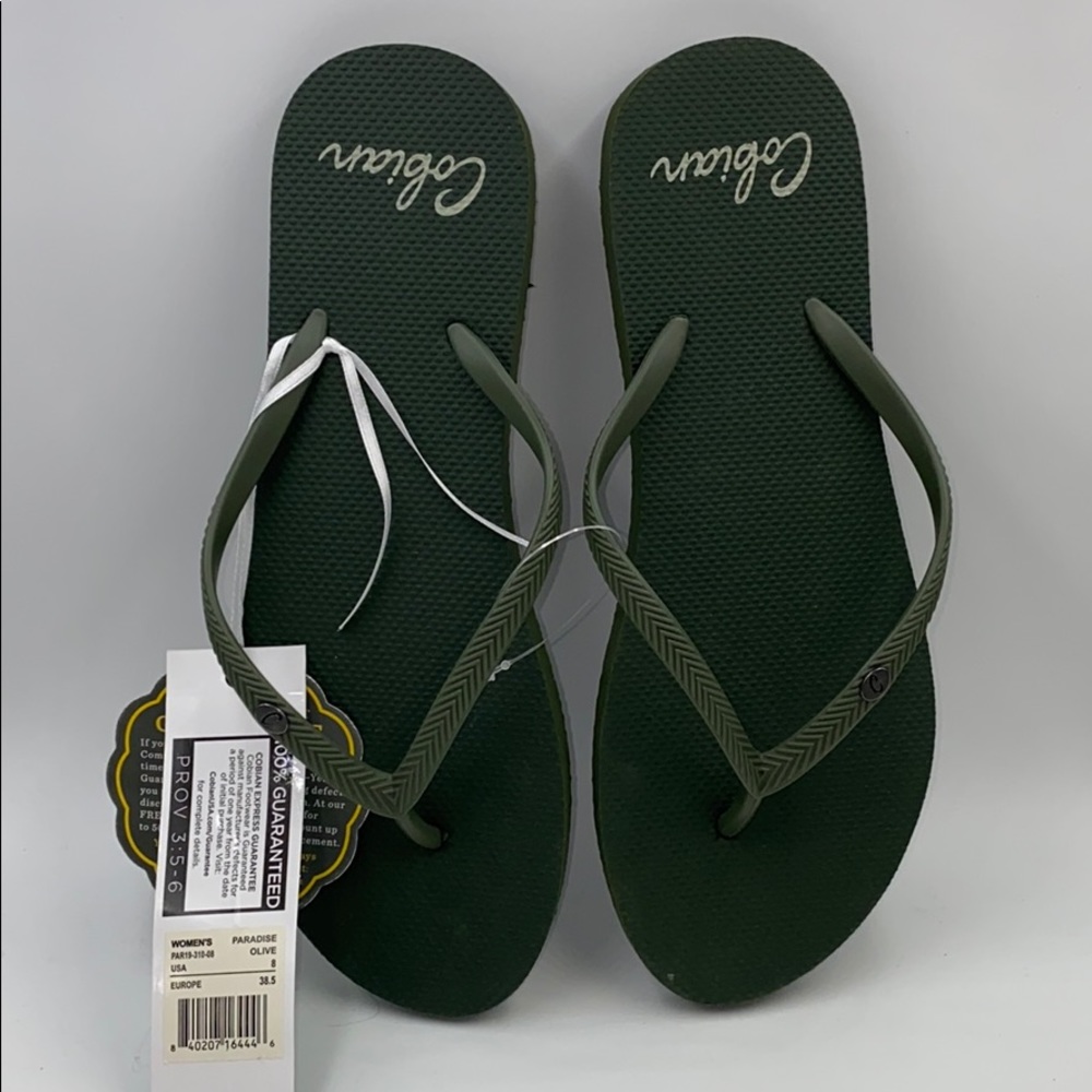 Cobian green flip flops